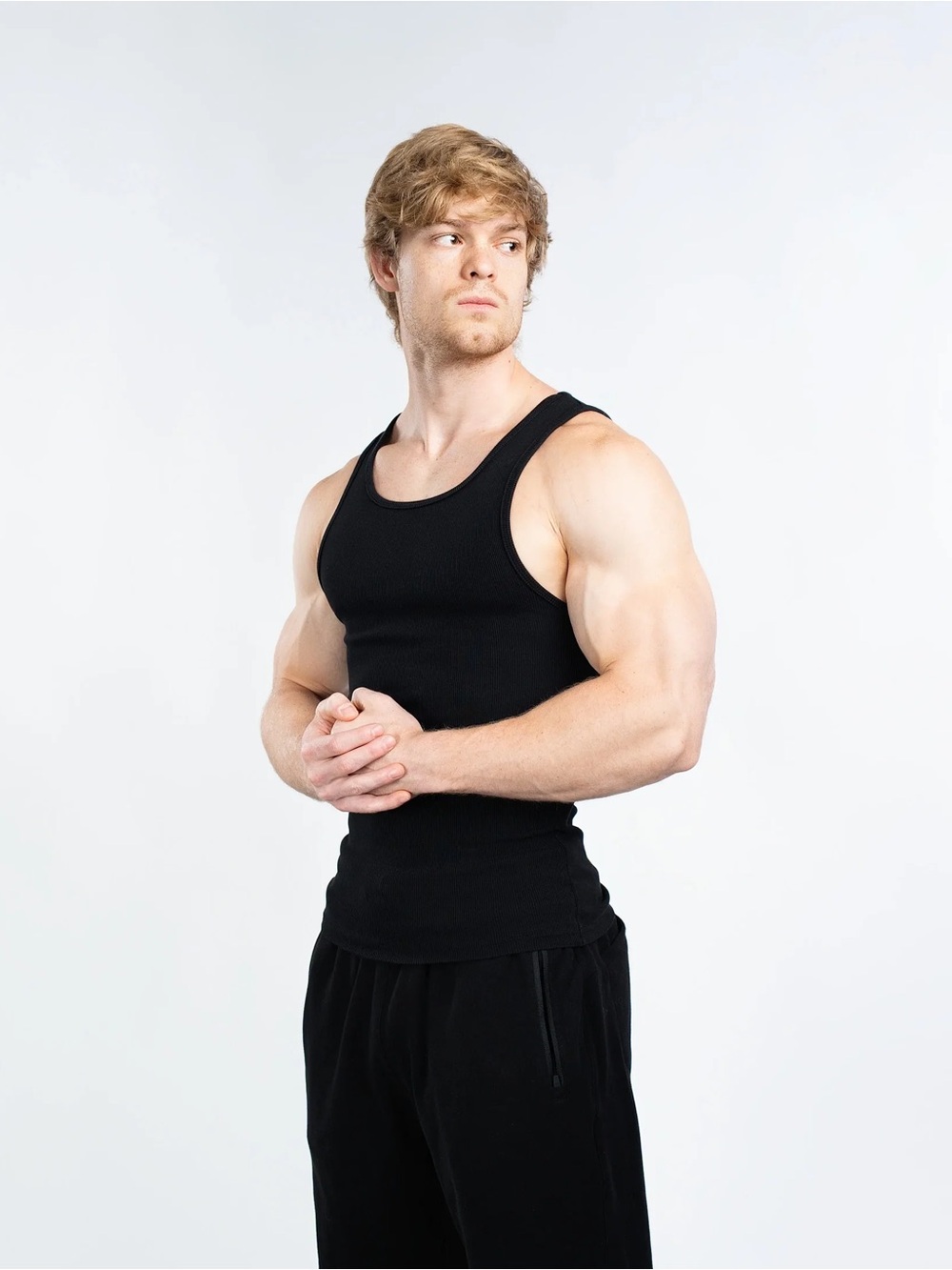 Men's Black Ribbed Tank Top — Athletic Slim Fit